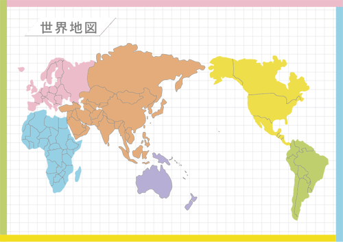 世界地図のイメージ（＊イラスト：ふみふみさん）
