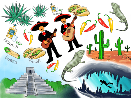 メキシコのイメージ（＊イラスト：泡雪さん）