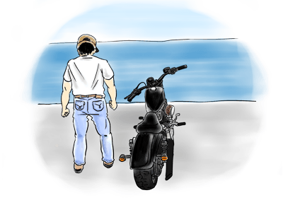 バイク乗りのイメージ（＊イラスト：トミーベアさん）