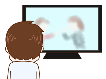 テレビを見る少年のイメージ（＊イラスト：しろたんさん）