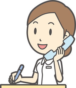 電話対応する歯科衛生士のイメージ（＊イラスト：きのこさん）