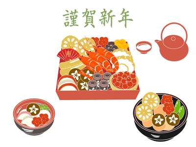 おせち料理のイメージ（＊イラスト：UMIさん）
