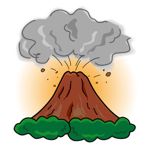 火山の噴火のイメージ（＊イラスト：iccoさん）