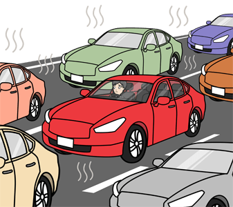 渋滞のイメージ（＊イラスト：ソーガさん）