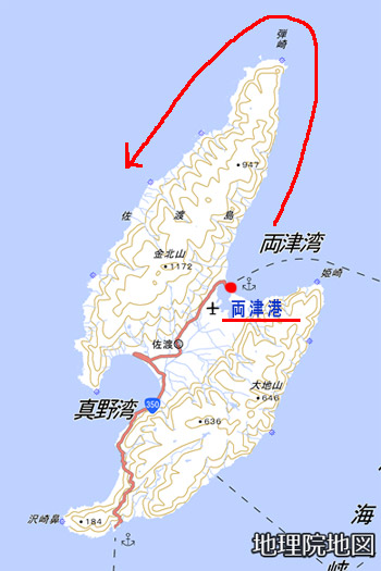 佐渡島の地図　国土地理院地図