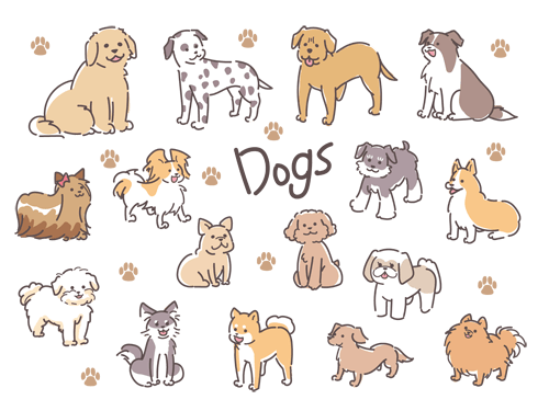 様々な犬のイメージ（＊イラスト：おりたさん）