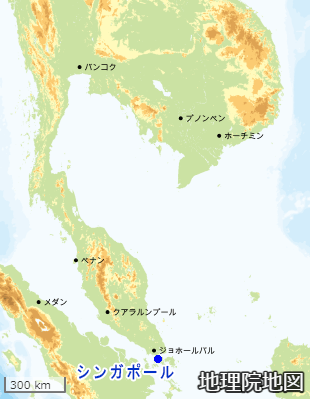 マレー半島付近の地図（国土地理院地図）