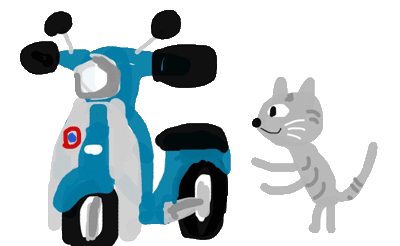 猫とバイクのイメージ（＊イラスト：ＴＯＭ　ＴＯＭさん）