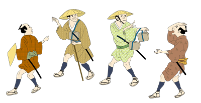 江戸時代の旅人のイメージ（＊イラスト：ヤーマンさん）